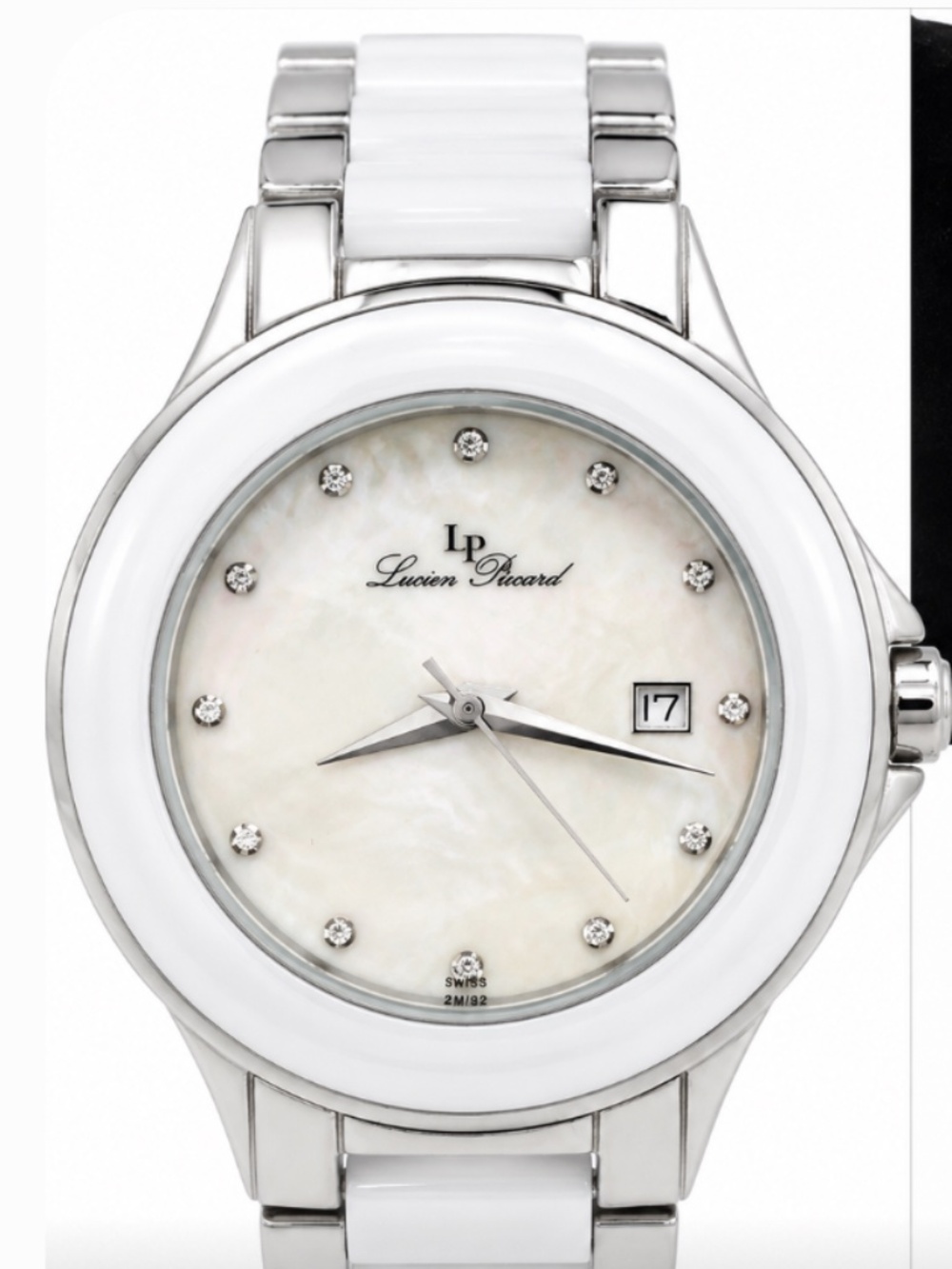 Lucien Piccard Swiss Watch Mother of Pearl Crystal Stainless Steel